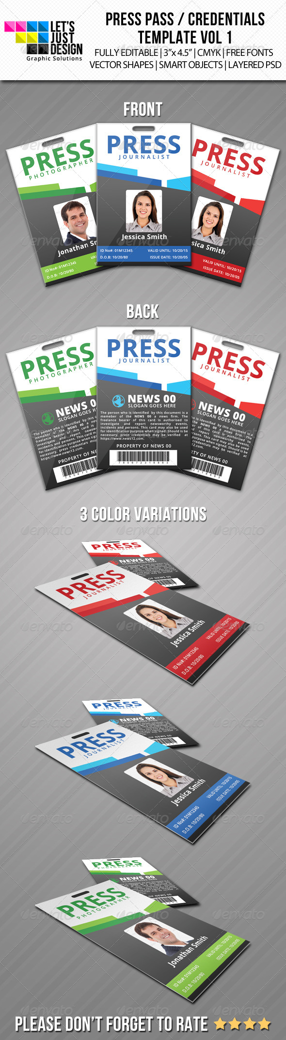 Press Pass / Credentials Template Vol 1 by letsjustdesign GraphicRiver